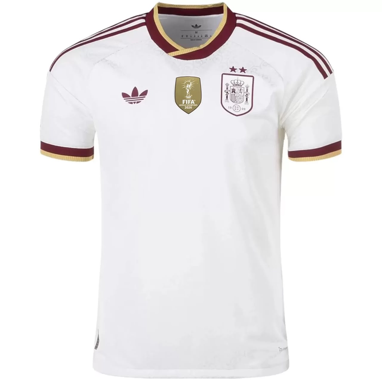 CAMISETA ESPAÑA BLANCA CAMPEON DEL MUNDO 2026 CON PARCHE